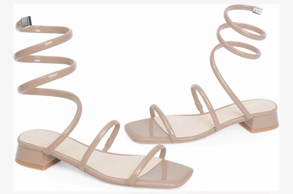 Modatope Women’s Nude Gladiator Sandals Ankle Strap Low Block Heel Size 10 NIB
